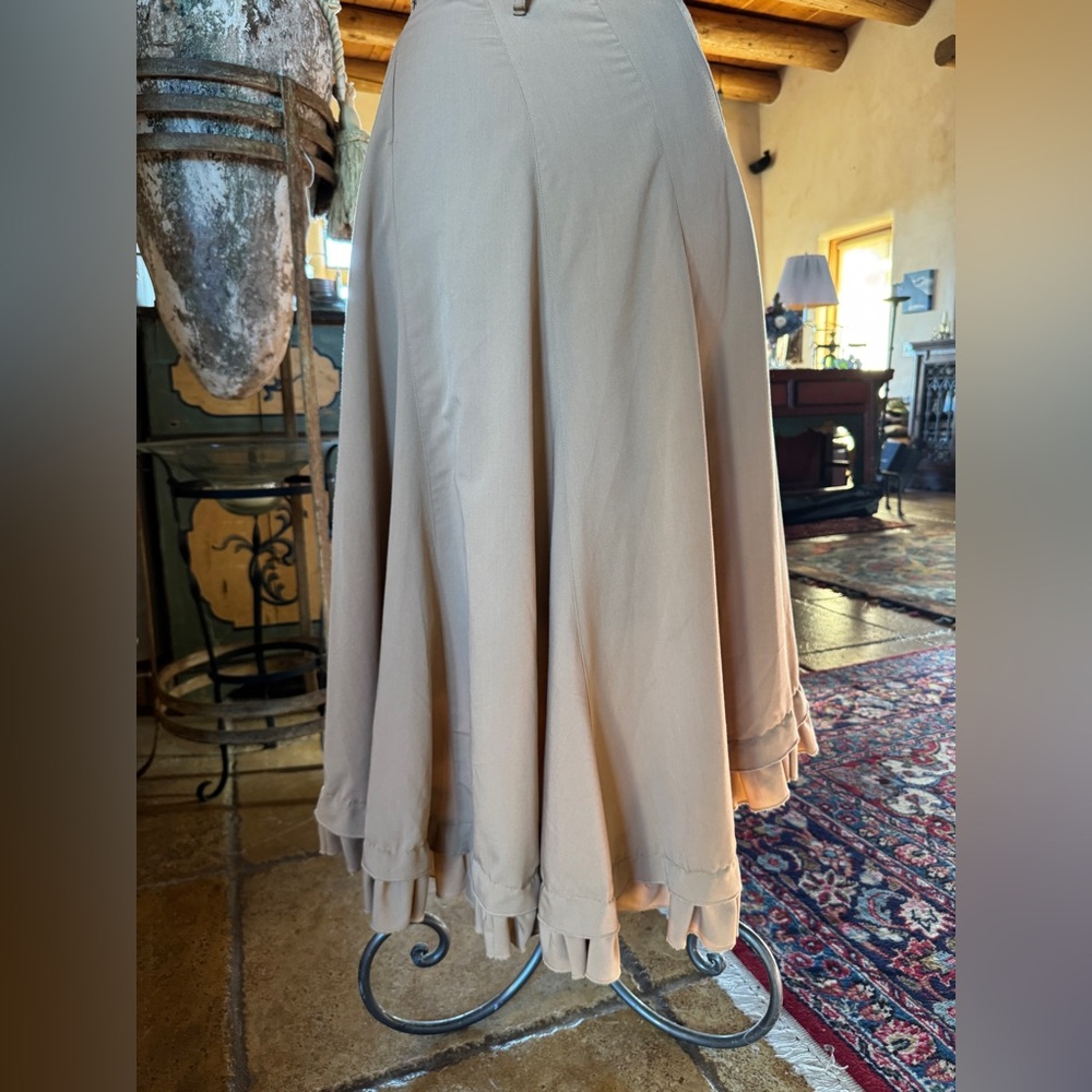 Elegant Tan Ruffle Skirt